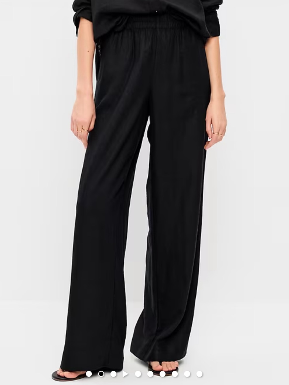 Old Navy High Rise Wide Leg Black Linen Feel Pants 100% Cotton Size Large Tall
